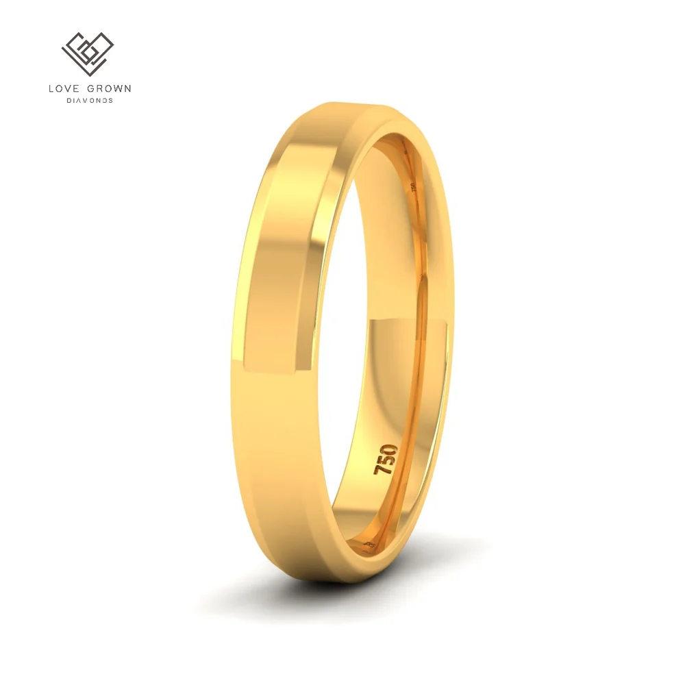 4mm bevelled edge mens wedding band 