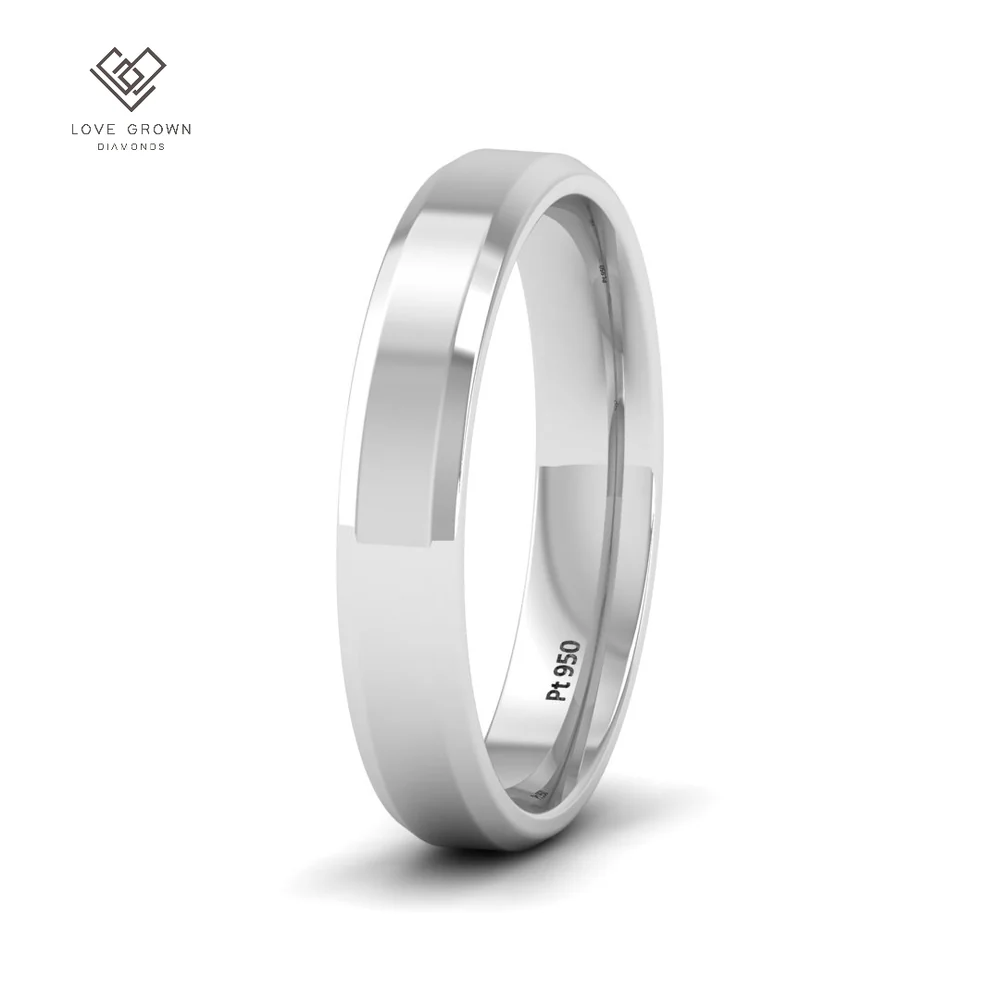 4mm bevelled edge mens wedding band 