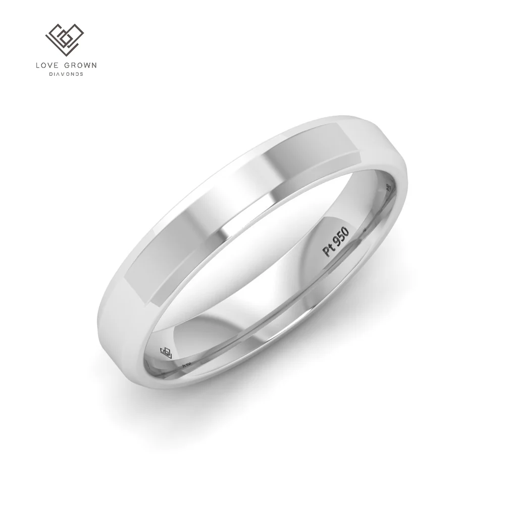 4mm bevelled edge mens wedding band 
