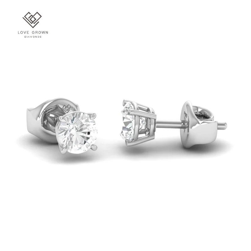 2.00ct (1.00ct each ear) total diamond weight stud mounts with push backs
