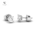 2.00ct (1.00ct each ear) total diamond weight stud mounts with push backs