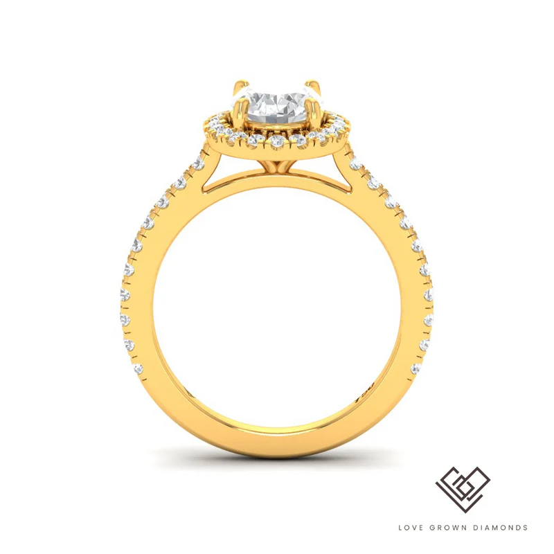 Oval Diamond Halo & Band Engagement Ring (Mounts)