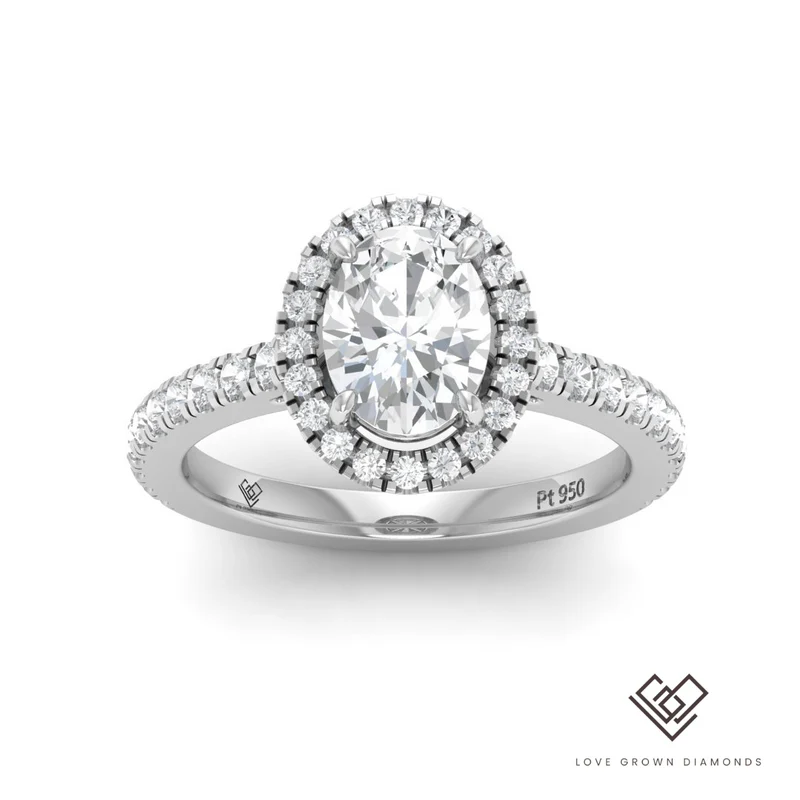 Oval Diamond Halo & Band Engagement Ring (Mounts)