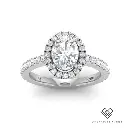 Oval Diamond Halo & Band Engagement Ring (Mounts)
