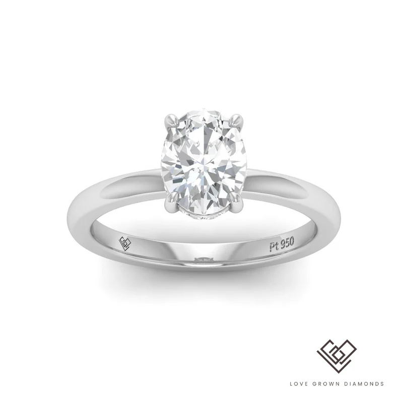 Oval Diamond Hidden Halo Engagement Ring(Mounts) 