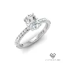 Oval Diamond Hidden Halo and Diamond Band Engagement Ring (Mounts)