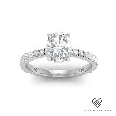 Oval Diamond Hidden Halo and Diamond Band Engagement Ring (Mounts)