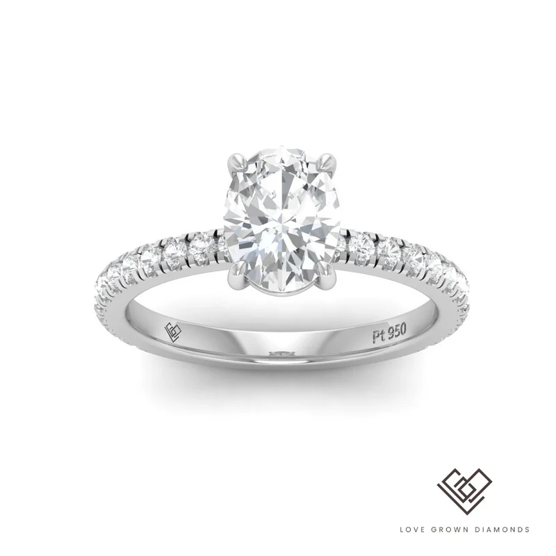 Oval Diamond Band Engagement Ring(Mounts)