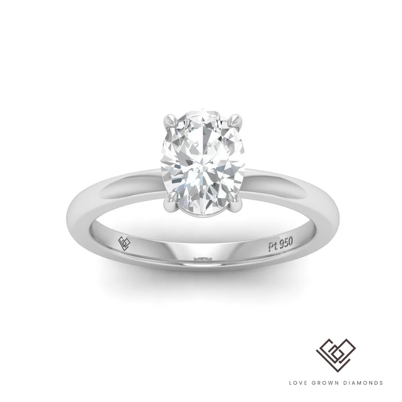 Oval Diamond Plain Band Engagement Ring(Mounts)  