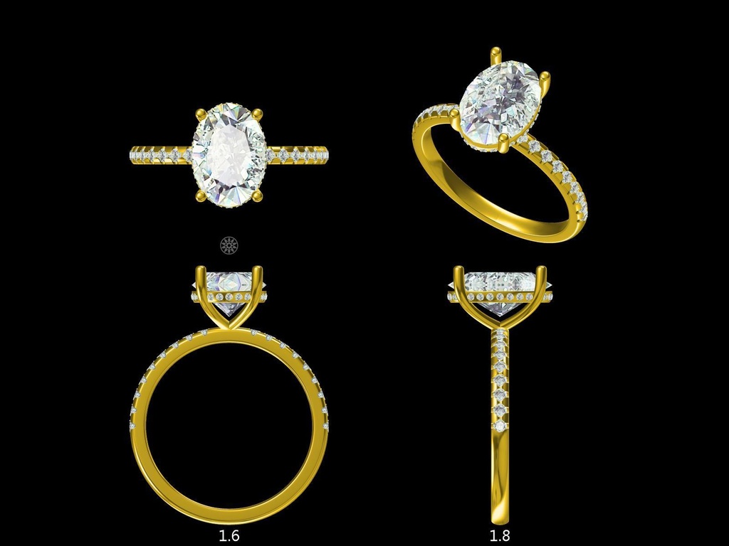 Oval Diamond Hidden Halo and Diamond Band Engagement Ring (Mount) LERO-00003