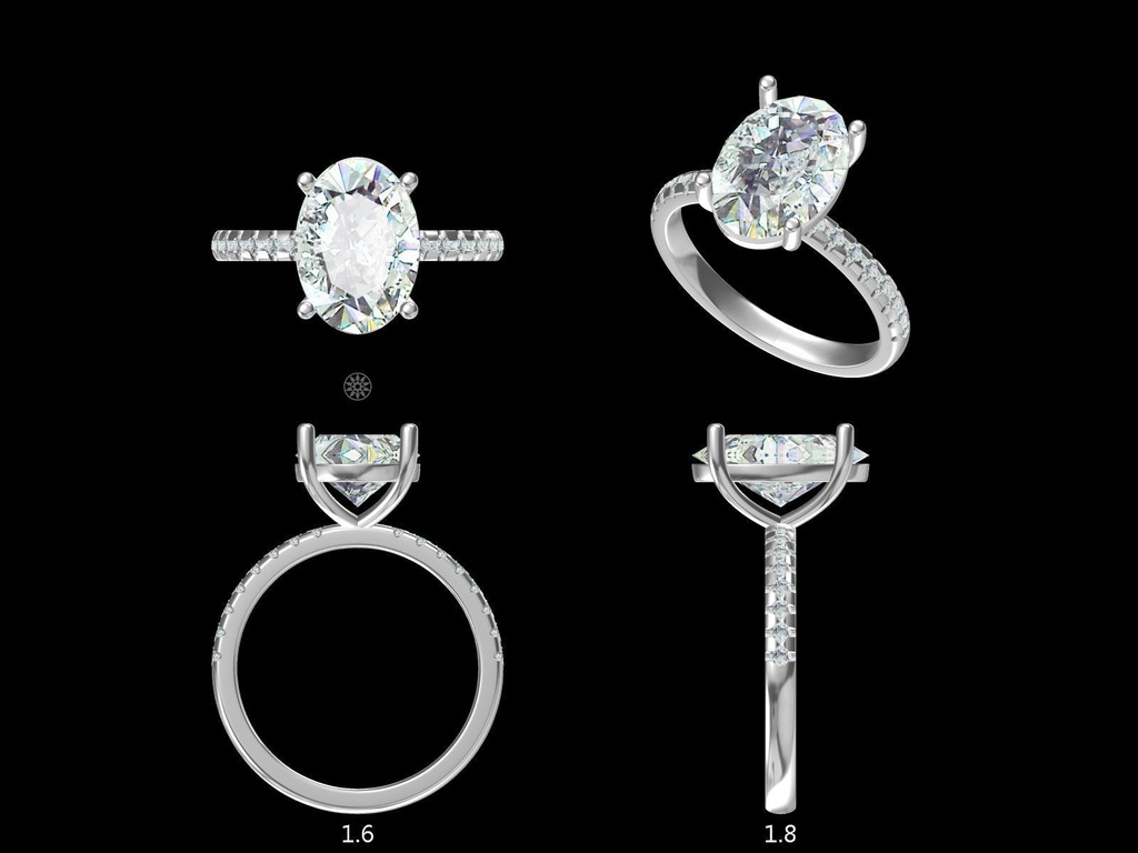 Oval Diamond Band Engagement Ring(Mount) LERO-00004