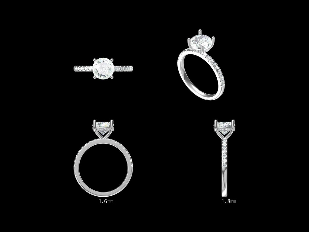 Round Diamond Hidden Halo and Diamond Band Engagement Ring(Mount) LERR-00004 (Based on 1ct center stone)
