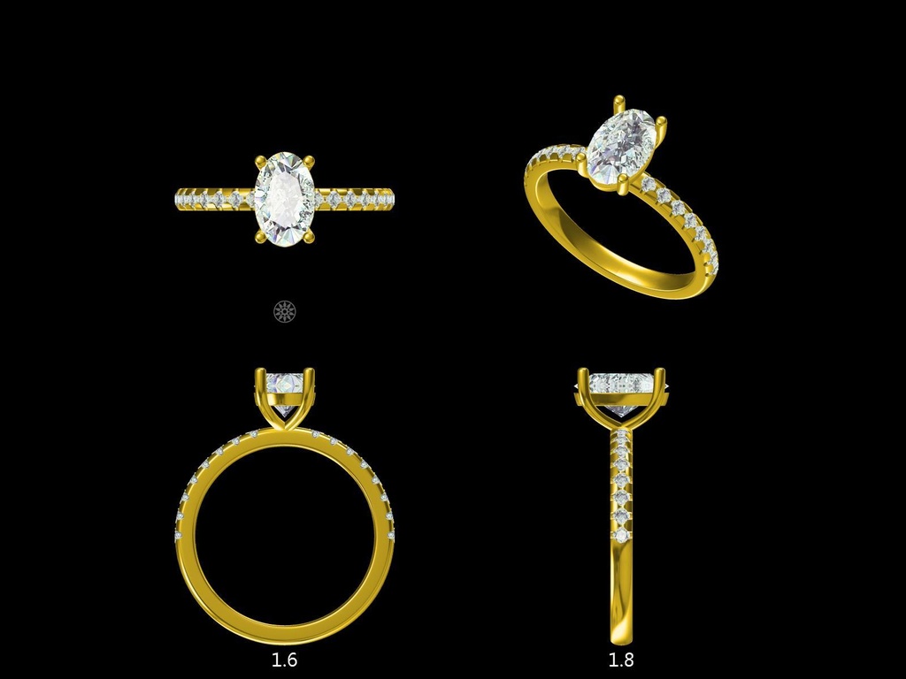 Oval Diamond Band Engagement Ring(Mount) LERO-00004 (Based on 1ct center stone)