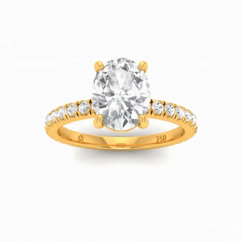 Oval Diamond Band Engagement Ring(Mount) LERO-00004 (Based on 1ct center stone)