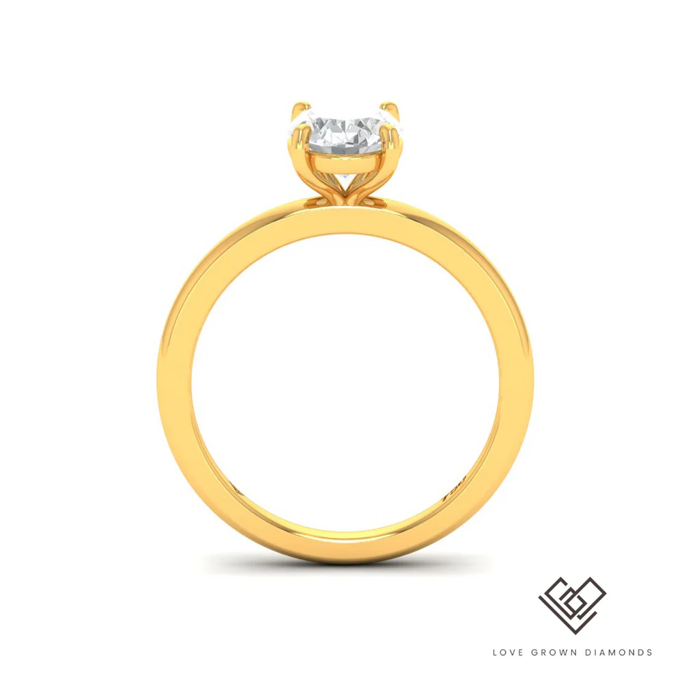 Oval Diamond Plain Band Engagement Ring(Mount)  LERO-00001(Based on 1ct center stone)