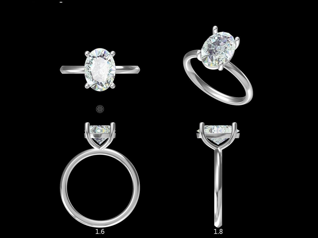 Oval Diamond Plain Band Engagement Ring(Mount)  LERO-00001(Based on 1ct center stone)