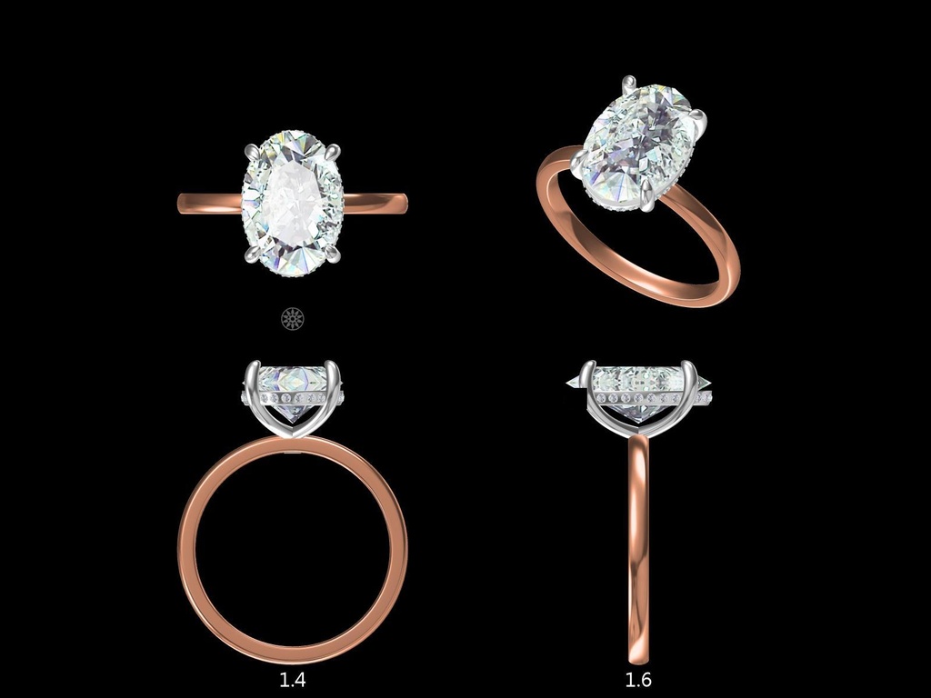 Oval Diamond Hidden Halo Engagement Ring(Mount) LERO-00002 (Based on 1ct center stone)