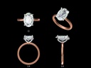 Oval Diamond Hidden Halo Engagement Ring(Mount) LERO-00002 (Based on 1ct center stone)