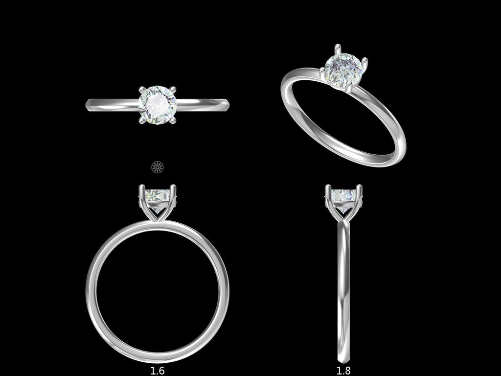 Round Diamond Plain Band Engagement Ring(Mount) LERR-00005 (Based on 1ct center stone)