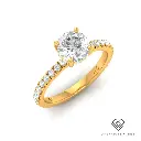 Round Diamond Hidden Halo and Diamond Band Engagement Ring(Mount) LERR-00004 (Based on 1ct center stone)