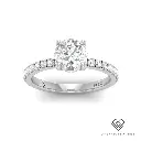 Round Diamond Hidden Halo and Diamond Band Engagement Ring(Mount) LERR-00004 (Based on 1ct center stone)