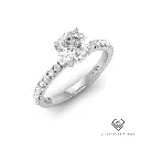 Round Diamond Hidden Halo and Diamond Band Engagement Ring(Mount) LERR-00004 (Based on 1ct center stone)