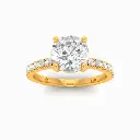 Round Diamond Hidden Halo and Diamond Band Engagement Ring(Mount) LERR-00004 (Based on 1ct center stone)
