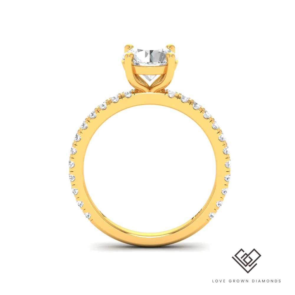 Round Diamond Band Engagement Ring(Mount) LERR-00003(Based on 1ct center stone)