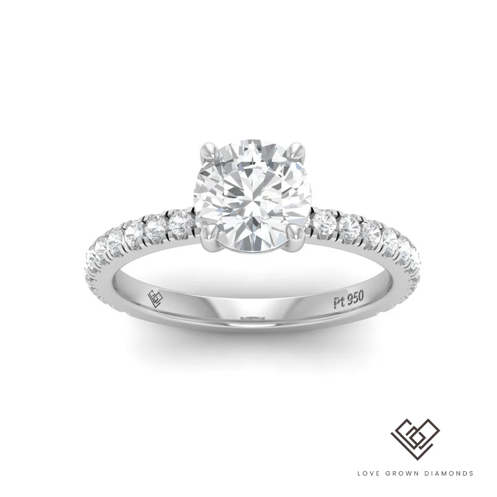 Round Diamond Band Engagement Ring(Mount) LERR-00003(Based on 1ct center stone)