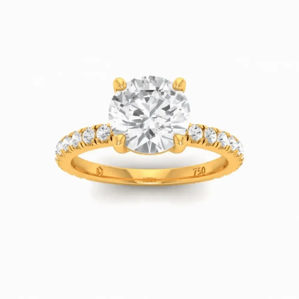 Round Diamond Band Engagement Ring(Mount) LERR-00003(Based on 1ct center stone)