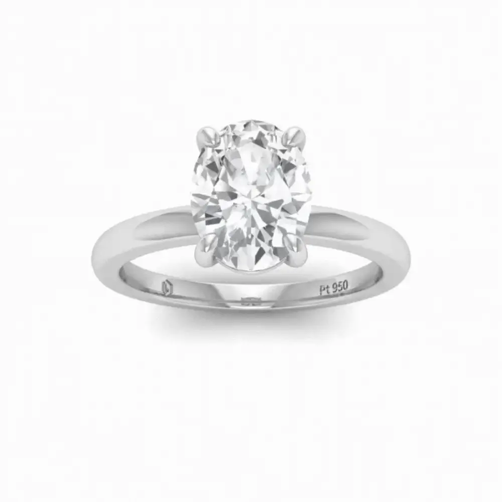 Oval Diamond Plain Band Engagement Ring(Mount)  LERO-00001(Based on 1ct center stone)