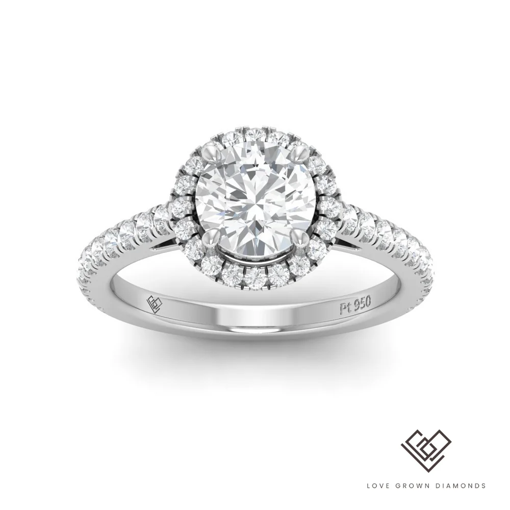  Round Diamond Halo Engagement Ring (Mount)  LERR-00002 (Based on 1ct center stone)