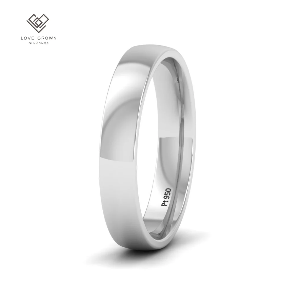 4mm Court shaped mens wedding band 