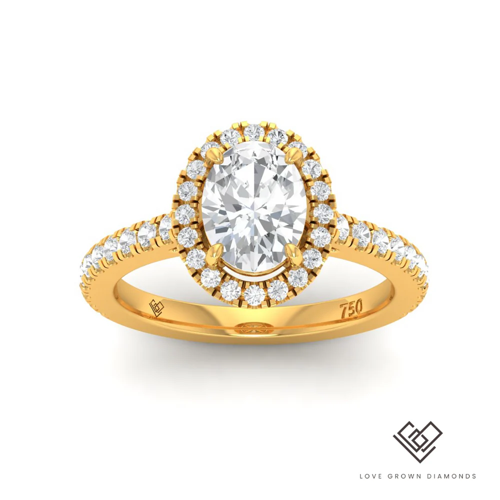 Oval Diamond Halo & Band Engagement Ring (Mount) LG00047 (Based on 1ct center stone)