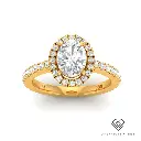 Oval Diamond Halo & Band Engagement Ring (Mount) LG00047 (Based on 1ct center stone)