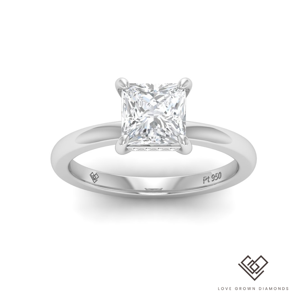 Princess Diamond Hidden Halo Engagement Ring(Mounts)   LG00092