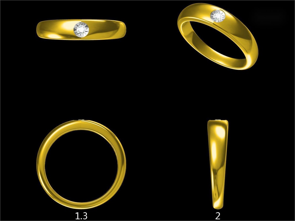 2mm Round Diamond Wedding Band