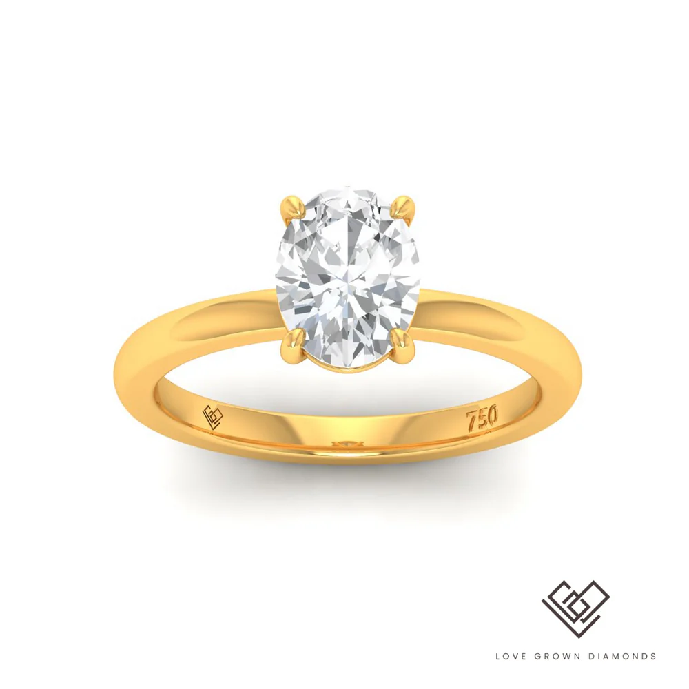 Oval Diamond Plain Band Engagement Ring(Mount)  LG00011(Based on 1ct center stone)