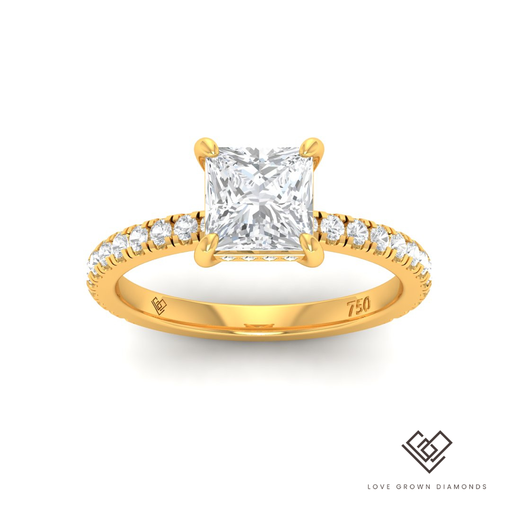 Princess Diamond Hidden Halo and Diamond Band Engagement Ring(Mounts)  LG00041