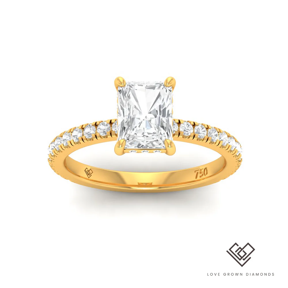 Radiant Diamond Hidden Halo and Diamond Band Engagement Ring(Mounts)  LG00048
