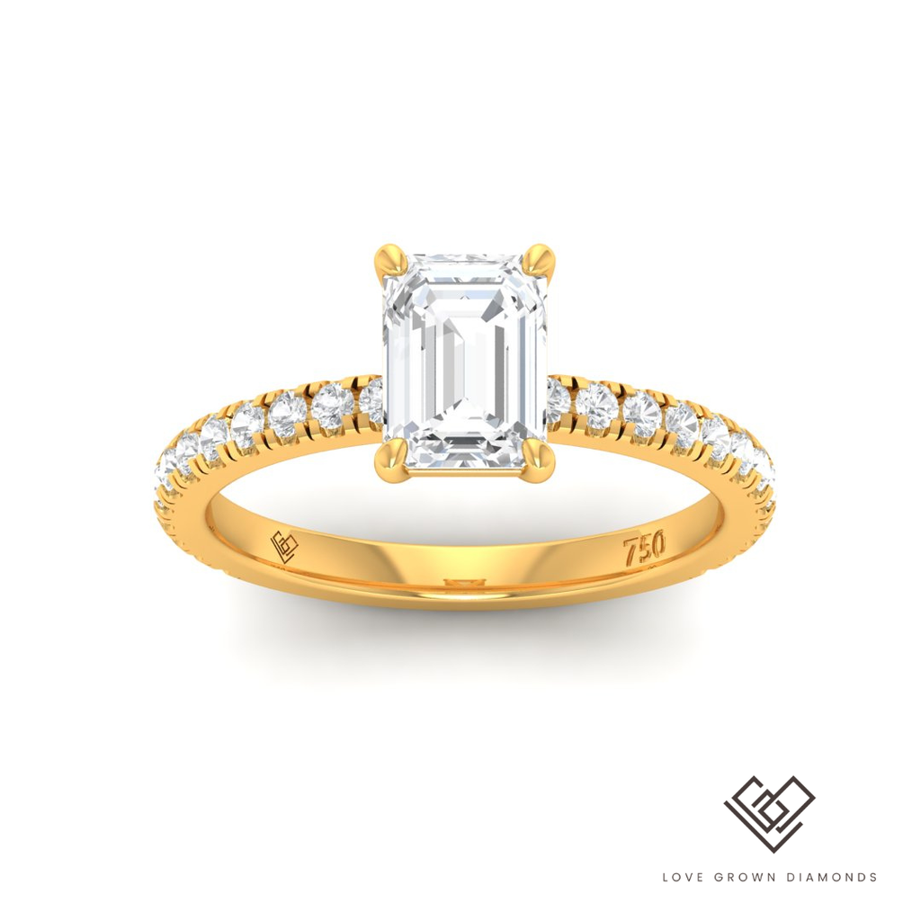 Emerald Diamond Band Engagement Ring (Mounts) LG00106