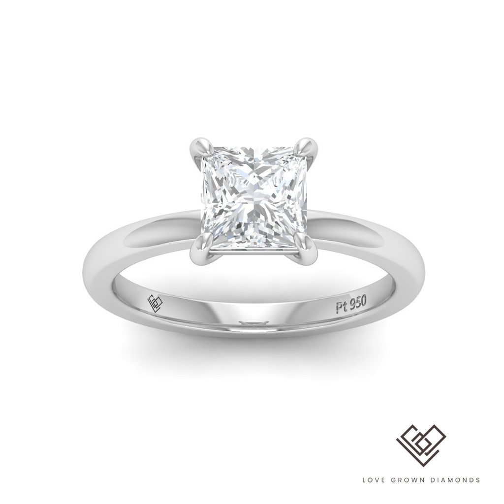 Princess Diamond Plain Band Engagement Ring(Mounts)  LG00054