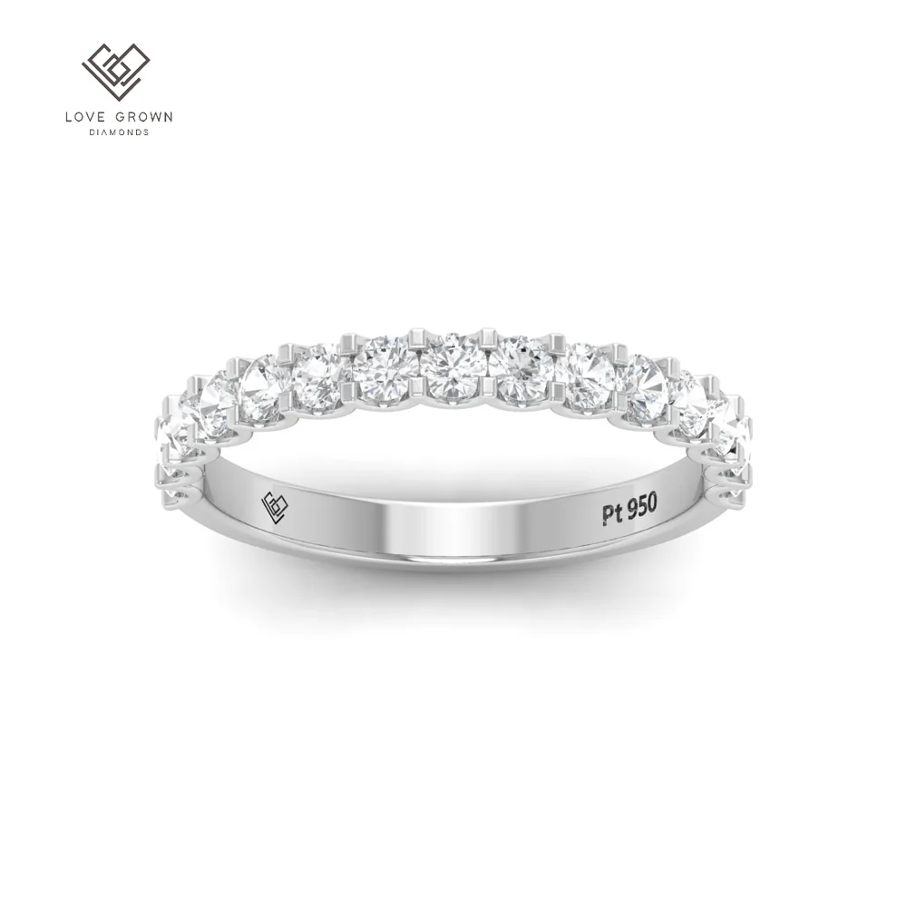 LG00045  Four Claw Round Diamond half Set Wedding Band 