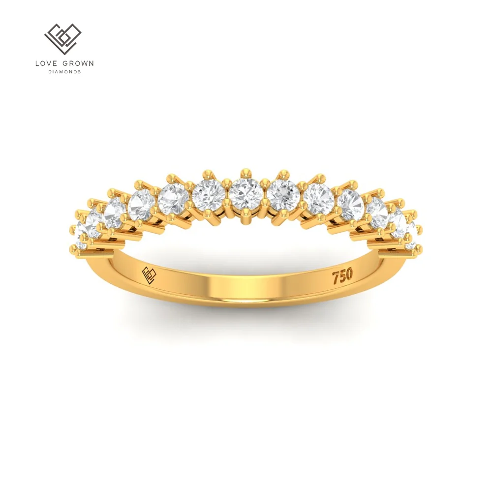 Six Claw Round Diamond half Set Wedding Band 