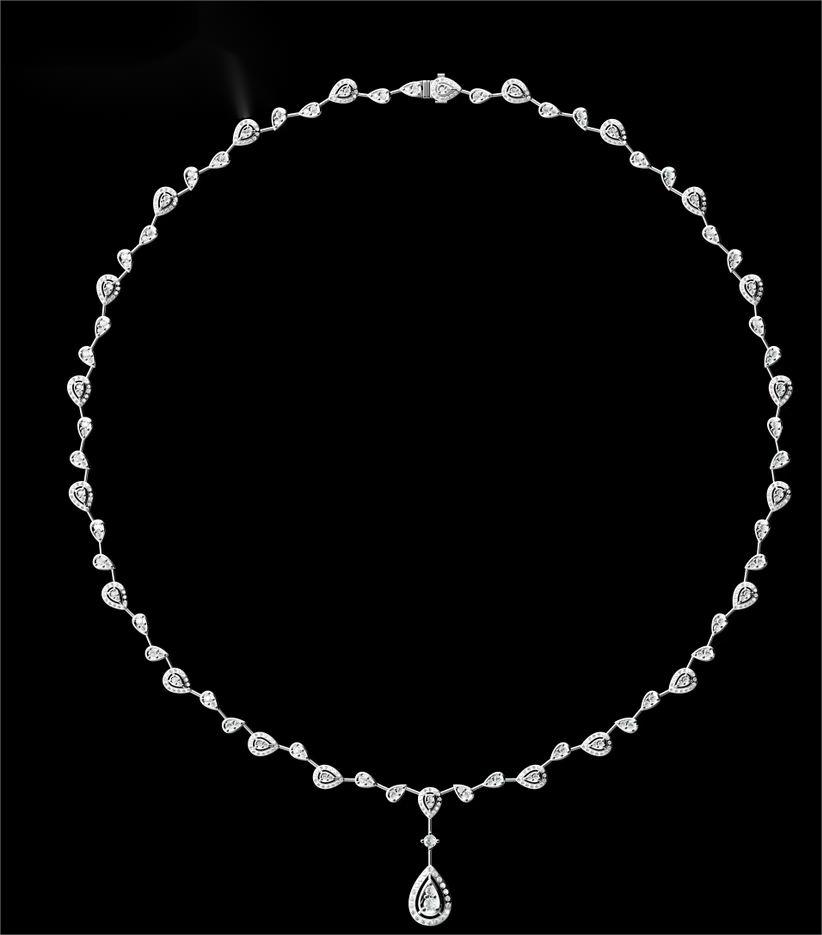 Unique Pear & Round Diamond Necklace