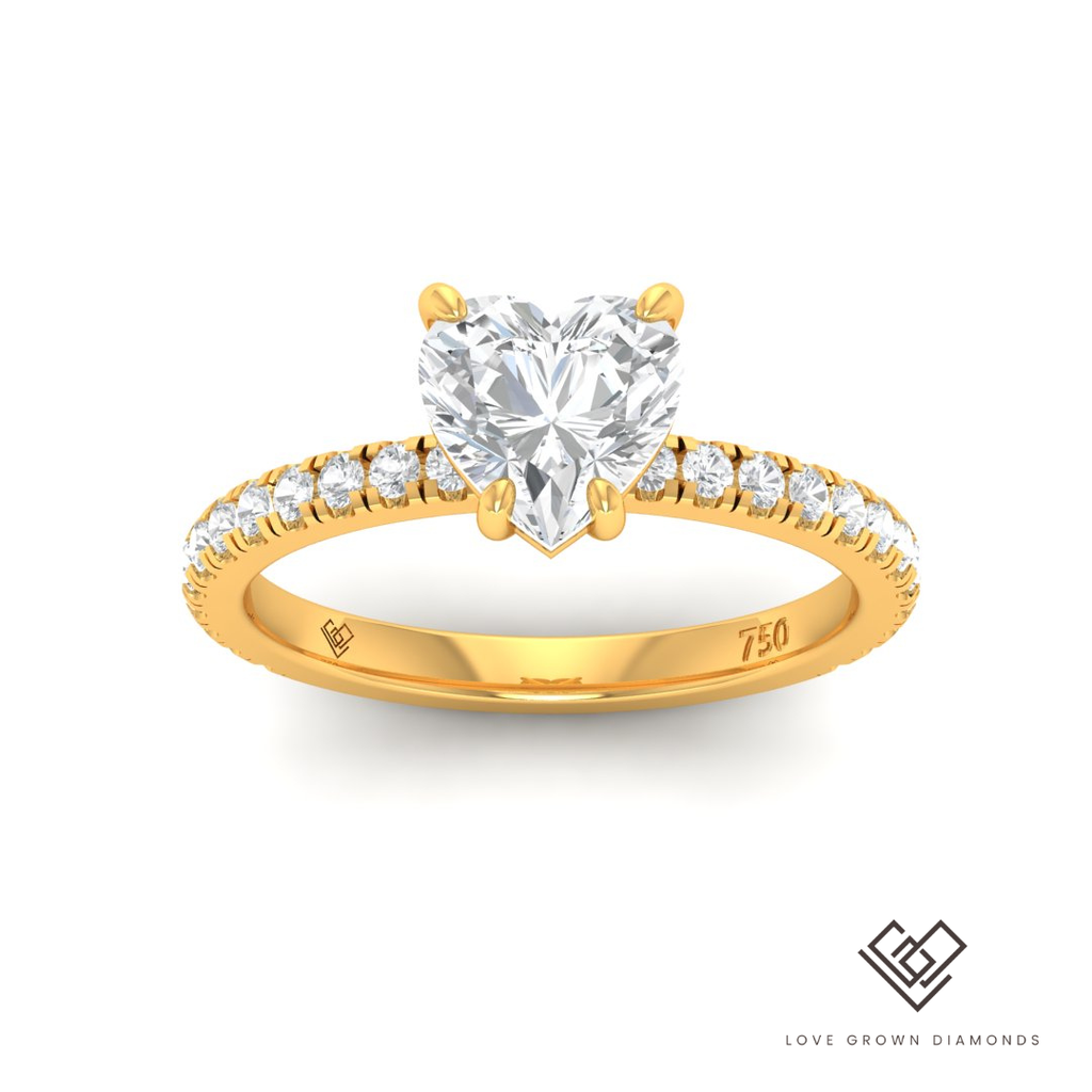 Heart Diamond Hidden Halo and Diamond Band Engagement Ring(Mounts)  LG00066